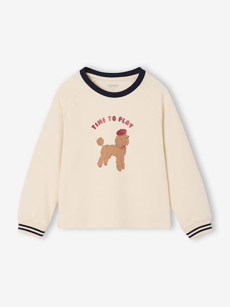 T-shirt fille motif chien détails glitter manches longues vanille 1 - vertbaudet enfant 