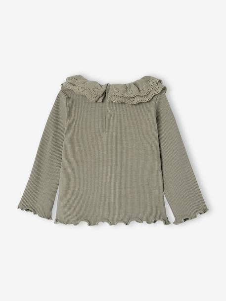 T-shirt bébé manches longues avec collerette brodée écru+kaki 7 - vertbaudet enfant 