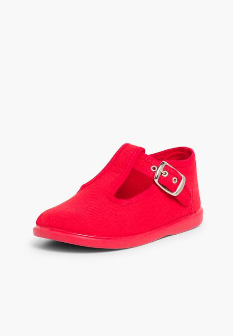 Salomés en toile avec fermeture à boucle Aigue-marine+Bleu marine+Brun+Ciel clair+Écru+Gris+Jaune citron+Rouge 42 - vertbaudet enfant 