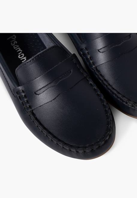 Mocassins en cuir Bleu marine+Marron 6 - vertbaudet enfant 
