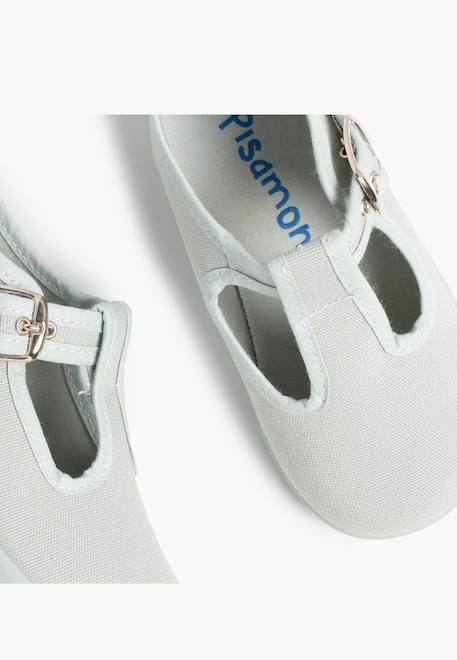 Salomés en toile avec fermeture à boucle Aigue-marine+Bleu marine+Brun+Ciel clair+Écru+Gris+Jaune citron+Rouge 34 - vertbaudet enfant 