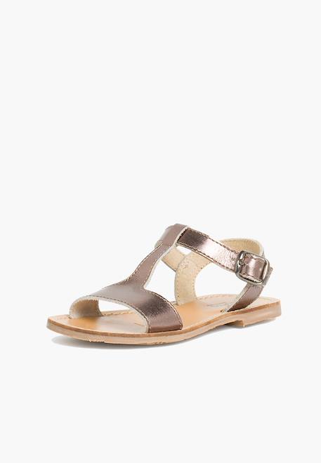 Sandales cuir lisse métallisées Argent+Bronze+Plomb 14 - vertbaudet enfant 