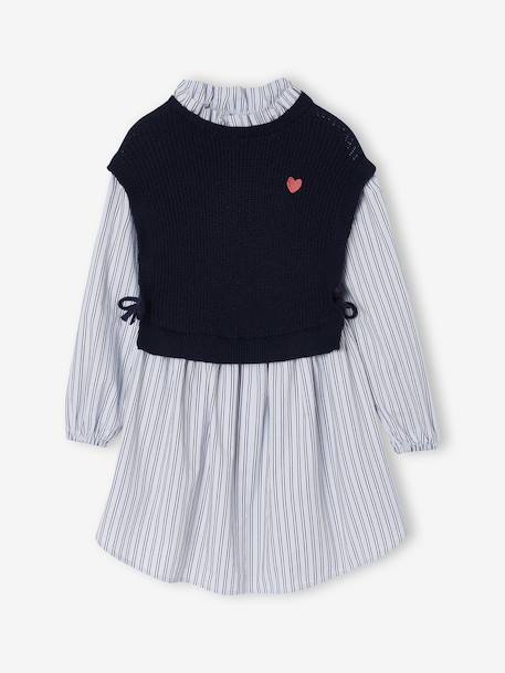 Fille-Robe-Robe-chemise fille effet 2 en 1 