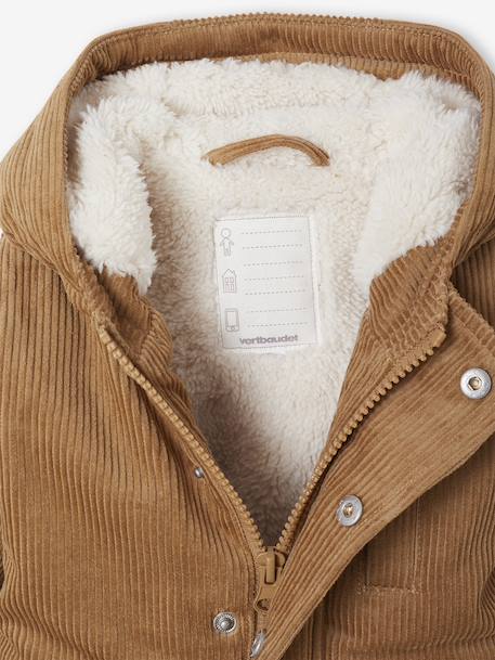 Manteau bébé en velours côtelé avec doublure en fausse fourrure caramel 5 - vertbaudet enfant 
