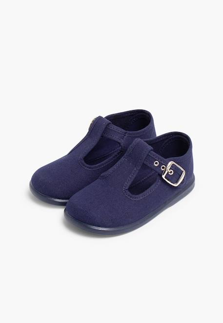 Salomés en toile avec fermeture à boucle Aigue-marine+Bleu marine+Brun+Ciel clair+Écru+Gris+Jaune citron+Rouge 10 - vertbaudet enfant 