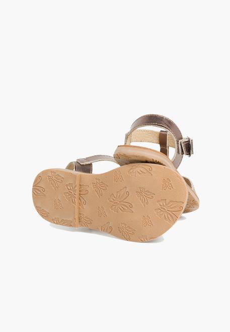Sandales cuir lisse métallisées Argent+Bronze+Plomb 15 - vertbaudet enfant 