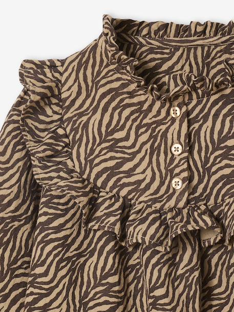 Blouse fille gaze de coton motif zébré chocolat 5 - vertbaudet enfant 