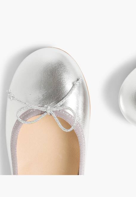 Ballerines de couleurs pour fille  en cuir Argent+Bleu marine+Rouge 6 - vertbaudet enfant 