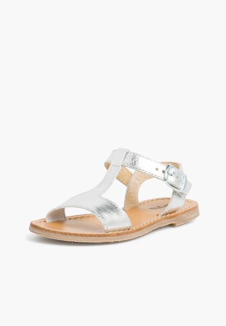 Sandales cuir lisse métallisées Argent+Bronze+Plomb 2 - vertbaudet enfant 