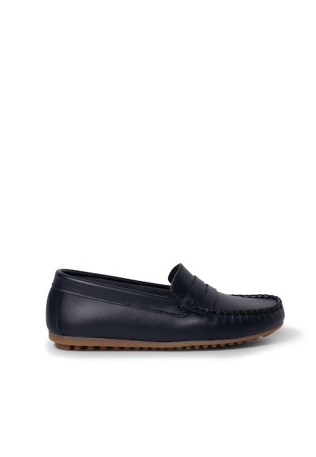 Mocassins en cuir Bleu marine+Marron 1 - vertbaudet enfant 