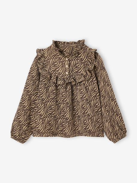 Blouse fille gaze de coton motif zébré chocolat 3 - vertbaudet enfant 