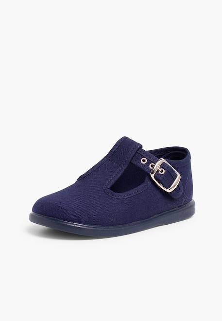 Salomés en toile avec fermeture à boucle Aigue-marine+Bleu marine+Brun+Ciel clair+Écru+Gris+Jaune citron+Rouge 8 - vertbaudet enfant 