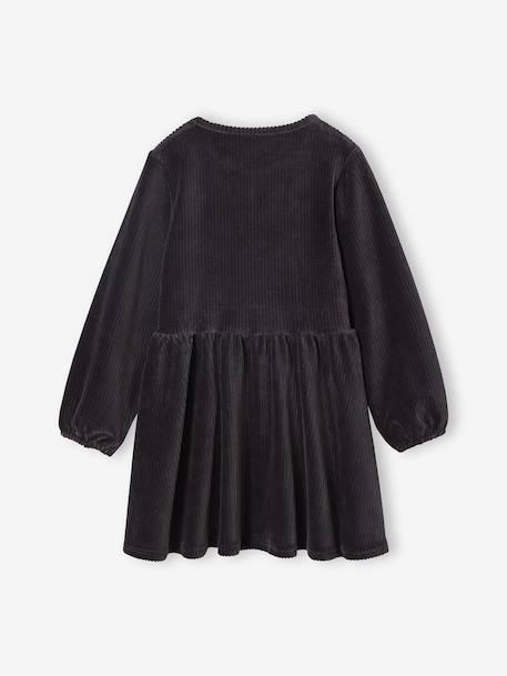 Robe fille velours côtelé effet croisé anthracite 2 - vertbaudet enfant 