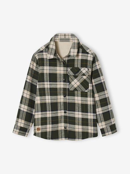 Chemise flanelle carreaux GA doublée Sherpa carreaux vert 4 - vertbaudet enfant 