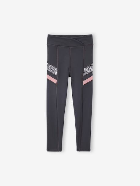 Legging technique sport fille bandes côté anthracite 1 - vertbaudet enfant 