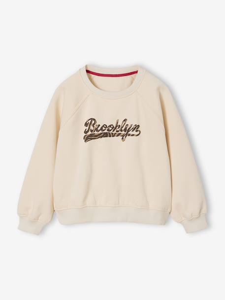 Sweat fille motif Brooklyn zébré écru 3 - vertbaudet enfant 