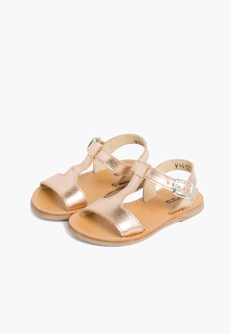 Sandales cuir lisse métallisées Argent+Bronze+Plomb 10 - vertbaudet enfant 