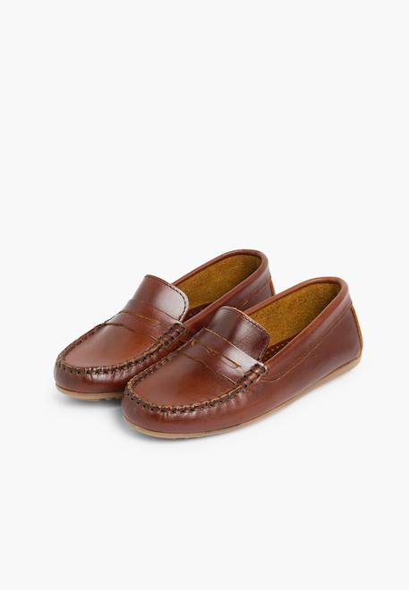 Mocassins en cuir Bleu marine+Marron 10 - vertbaudet enfant 