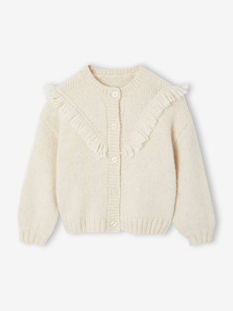 Gilet fille à franges écru 1 - vertbaudet enfant 
