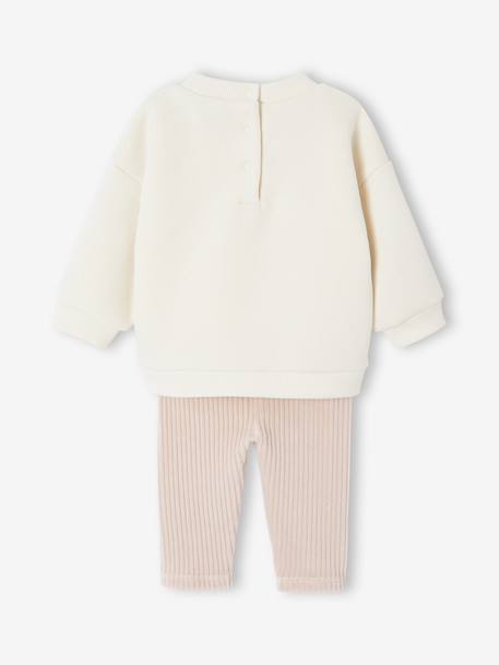 Ensemble Disney Winnie l'ourson bébé sweat molleton + legging velours vanille/rose 4 - vertbaudet enfant 