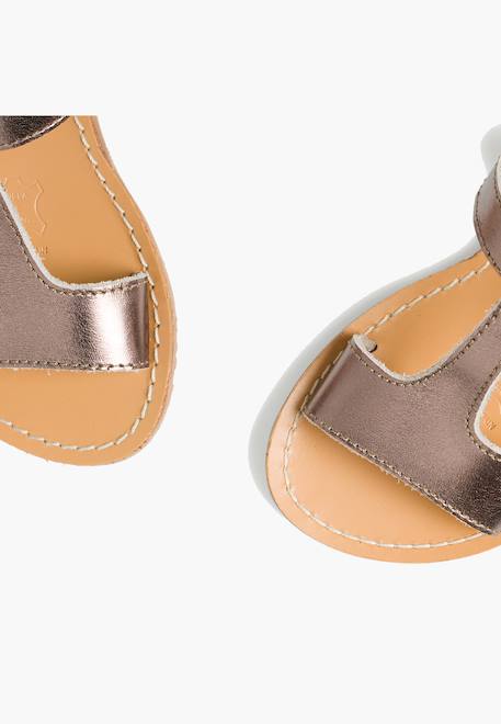 Sandales cuir lisse métallisées Argent+Bronze+Plomb 18 - vertbaudet enfant 