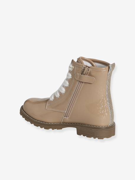 Bottines enfant fille zippées et lacets élastiqués rose nude 3 - vertbaudet enfant 