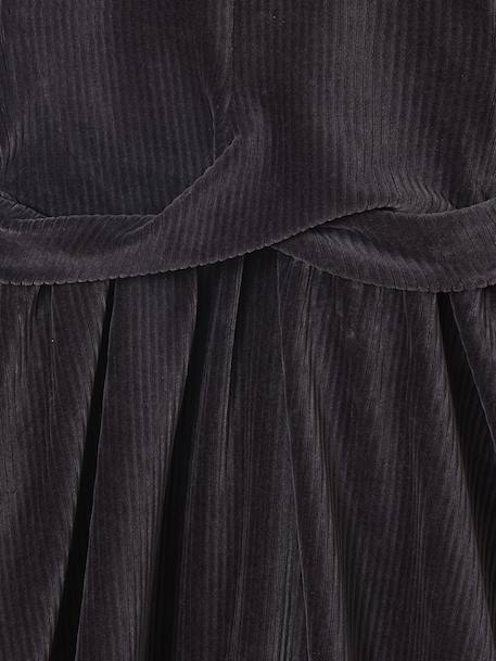 Robe fille velours côtelé effet croisé anthracite 3 - vertbaudet enfant 