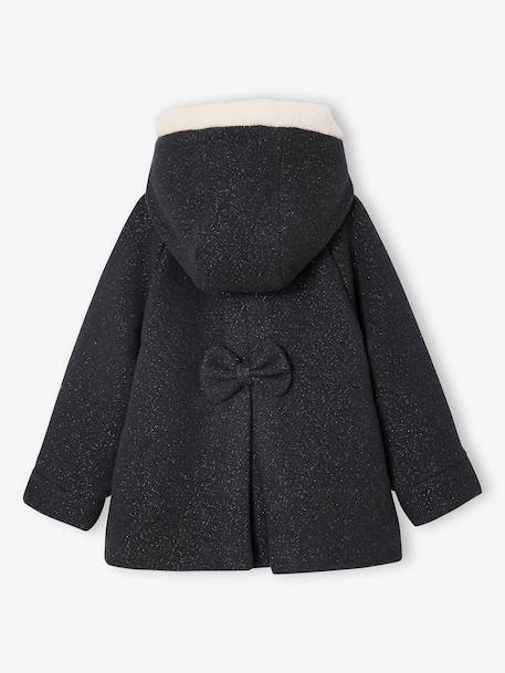 Manteau fille à capuche drap de laine anthracite+beige chiné 7 - vertbaudet enfant 