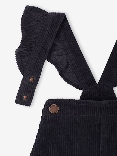 Salopette fille velours bretelles à volants anthracite+vert de gris 3 - vertbaudet enfant 
