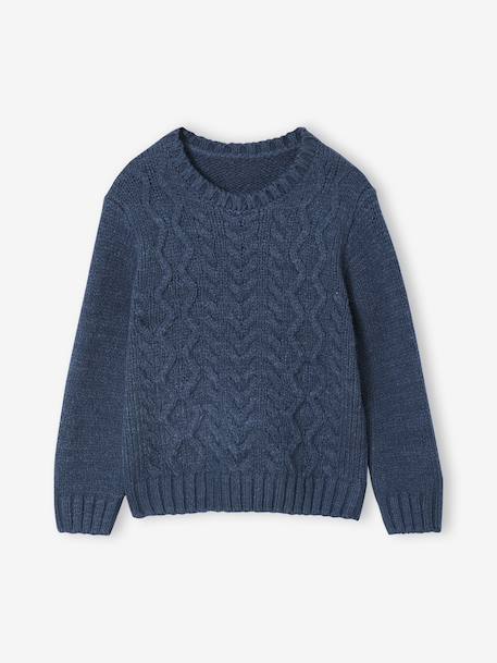 Pull torsades garçon bleu foncé 2 - vertbaudet enfant 