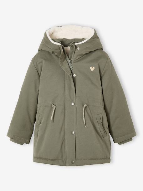 Parka fille à capuche romantique marine+vert 11 - vertbaudet enfant 
