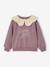 Sweat fille col claudine broderie anglaise écru+gris chiné+mauve+rose pâle+rouge 8 - vertbaudet enfant 