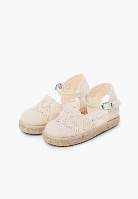 Espadrilles brodées à boucle Blanc+Bleu marine+Écru+Lilas+Rose 16 - vertbaudet enfant 
