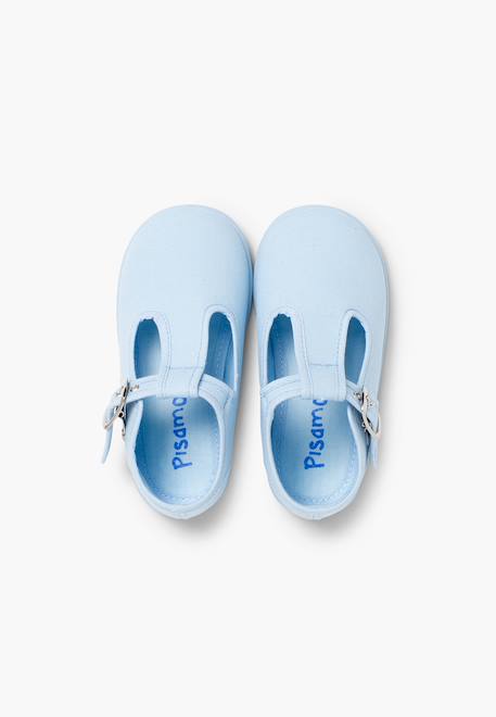 Salomés en toile avec fermeture à boucle Aigue-marine+Bleu marine+Brun+Ciel clair+Écru+Gris+Jaune citron+Rouge 22 - vertbaudet enfant 