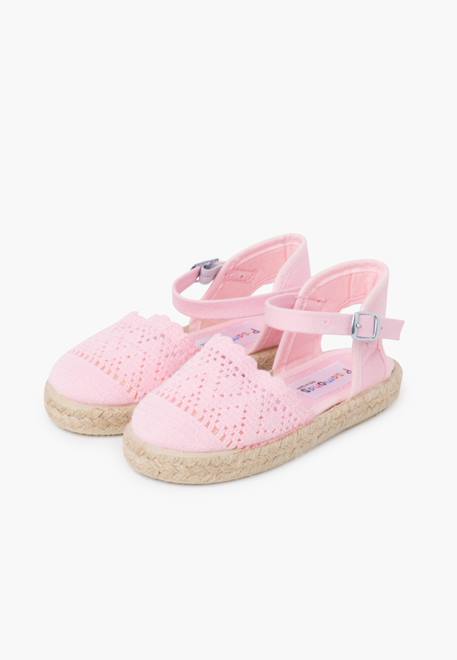 Espadrilles brodées à boucle Blanc+Bleu marine+Écru+Lilas+Rose 28 - vertbaudet enfant 