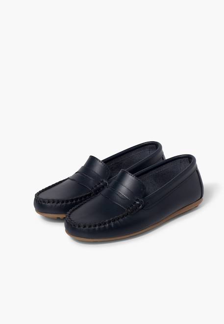 Mocassins en cuir Bleu marine+Marron 4 - vertbaudet enfant 