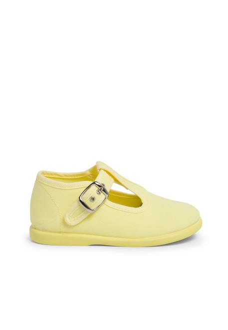 Salomés en toile avec fermeture à boucle Aigue-marine+Bleu marine+Brun+Ciel clair+Écru+Gris+Jaune citron+Rouge 35 - vertbaudet enfant 