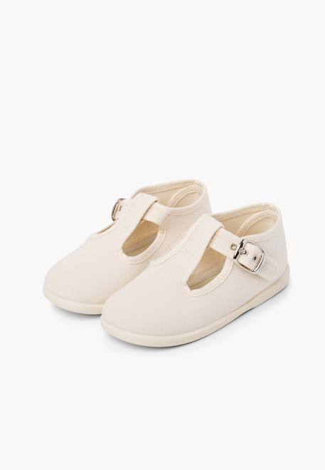 Salomés en toile avec fermeture à boucle Aigue-marine+Bleu marine+Brun+Ciel clair+Écru+Gris+Jaune citron+Rouge 26 - vertbaudet enfant 