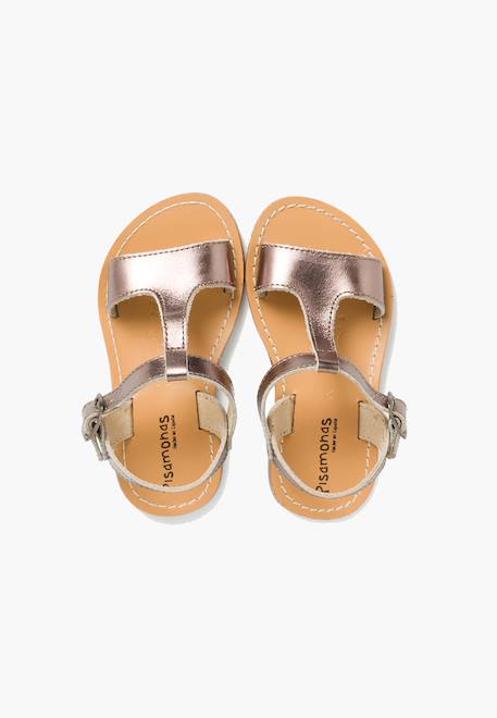 Sandales cuir lisse métallisées Argent+Bronze+Plomb 17 - vertbaudet enfant 