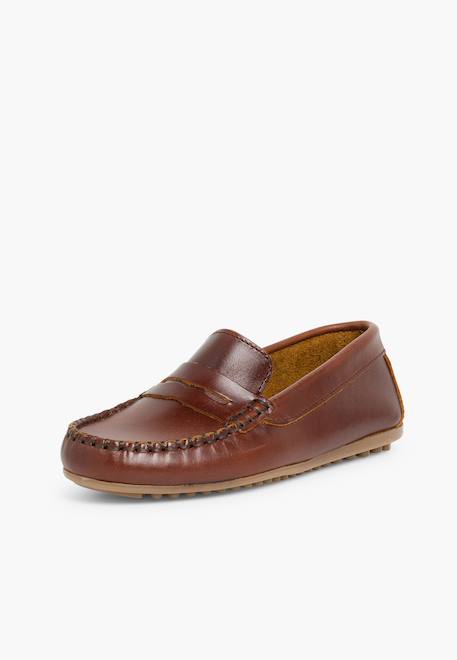 Mocassins en cuir Bleu marine+Marron 8 - vertbaudet enfant 