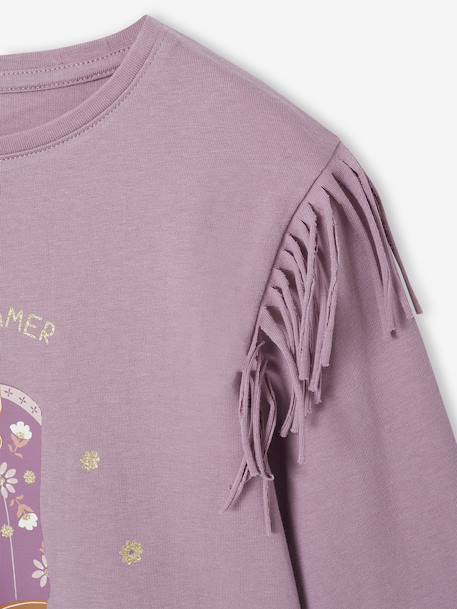 Tee-shirt fille à franges manches longues mauve 4 - vertbaudet enfant 