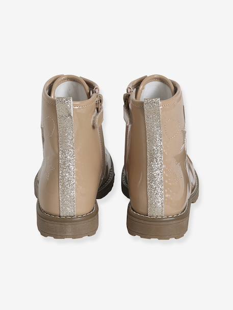 Bottines enfant fille zippées et lacets élastiqués rose nude 4 - vertbaudet enfant 
