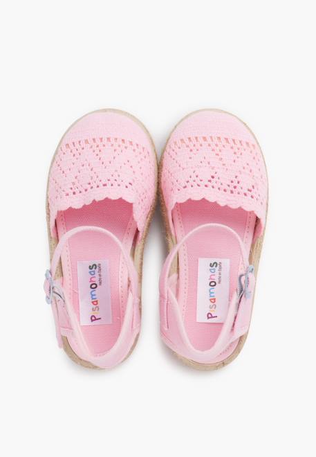 Espadrilles brodées à boucle Blanc+Bleu marine+Écru+Lilas+Rose 29 - vertbaudet enfant 
