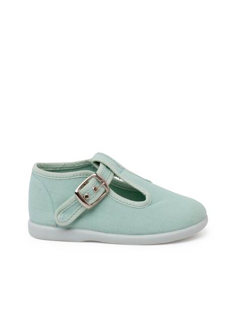 Salomés en toile avec fermeture à boucle Aigue-marine+Bleu marine+Brun+Ciel clair+Écru+Gris+Jaune citron+Rouge 1 - vertbaudet enfant 