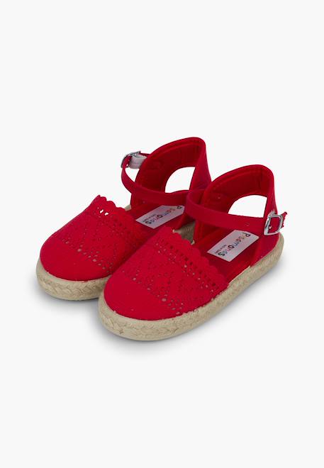 Espadrilles brodées à boucle Blanc+Bleu marine+Écru+Rose+Rouge 28 - vertbaudet enfant 