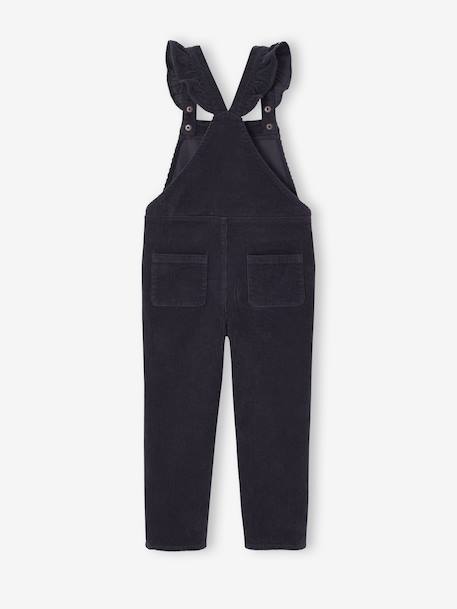 Salopette fille velours bretelles à volants anthracite+vert de gris 2 - vertbaudet enfant 