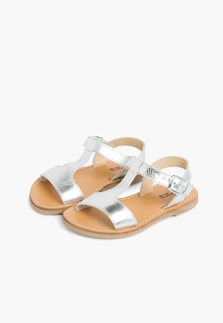Sandales cuir lisse métallisées Argent+Bronze+Plomb 4 - vertbaudet enfant 