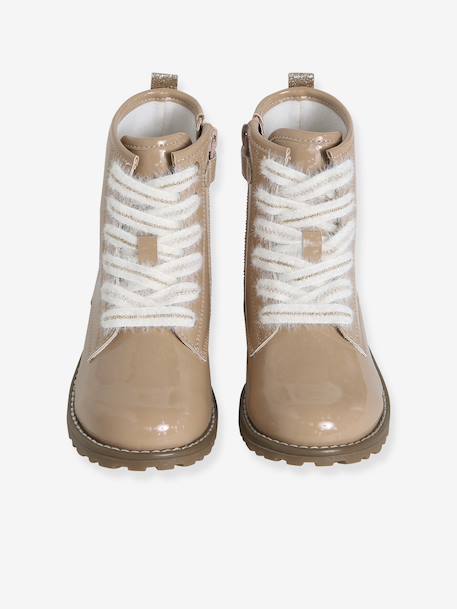Bottines enfant fille zippées et lacets élastiqués rose nude 5 - vertbaudet enfant 