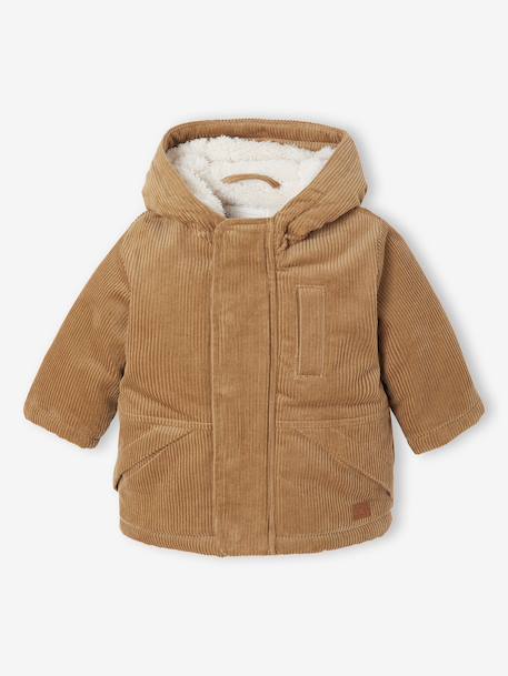 Manteau bébé en velours côtelé avec doublure en fausse fourrure caramel 2 - vertbaudet enfant 