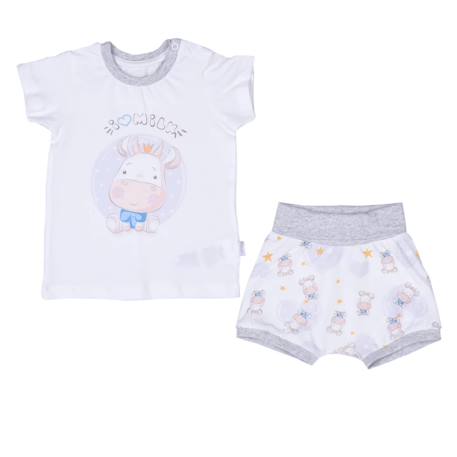 Ensemble t-shirt et short bébé en coton bio milk Écru 1 - vertbaudet enfant 